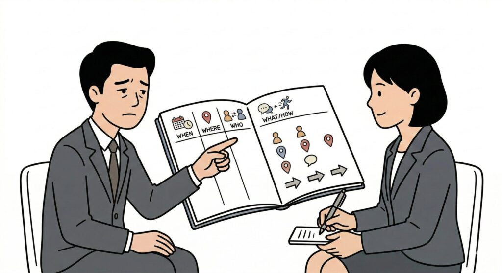 ハラスメントの時系列メモの書き方テンプレ